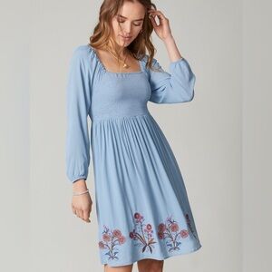 Spartina 449 Mara Smocked Dress with Oyster Factory Embroidery NWT